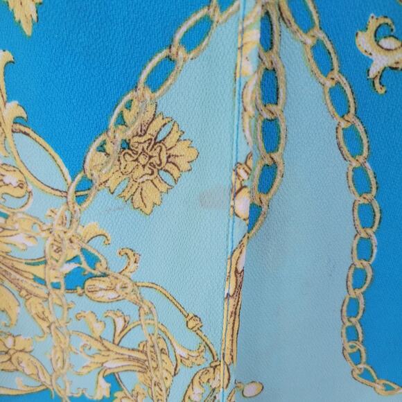 Rose + Olive Size 3x Teal Gold Chain Link Sleeveless Blouse - Picture 2 of 8